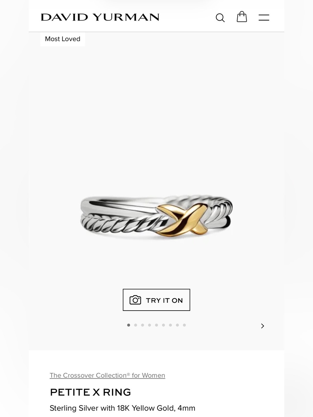 David Yurman Two-Tone Twisted Cable Ring in Silver and Gold - Picture 5 of 5